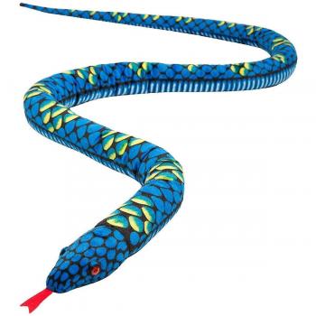 Regalo Para Niñas: Peluche Serpiente 110″ Azul con Ojos Rojos Súper Realista