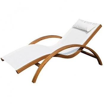 Outsunny Beach Relaxer – Bois Naturel, Beige-Blanc