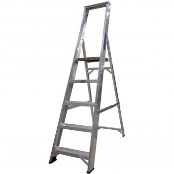 NESP5HR 5‑Tread Trade Platform Ladder – Lyte Aluminum with Dual Handrails