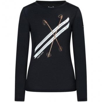 Super Natural Donne Maglia Funzionale Kryssede Ski L/Nero L