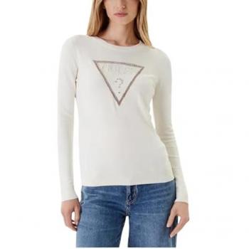 Guess Kiara Women's 2XL White Print Round‑Neck Top