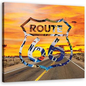 Roadtrip 66 Orange Canvas Print – 30x30 Inch