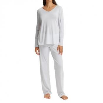 Hanro Damen Pyjama – 1/1 Arm, Baumwolle-Seide-Mix, Weiß, S