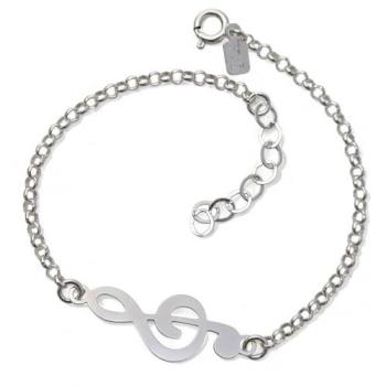 Pulsera Elegante Inmaculada Romero en Plata 925m – Clave Sol Rolo 18 cm