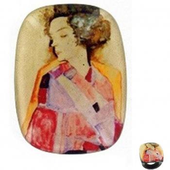 Bague Schiele Rouge-Béton Artisanal