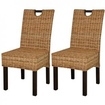 Sillas de comedor 2 unidades de ratán Kubu y madera de mango