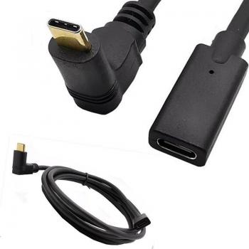 Cable USB 3.1 tipo C macho a hembra 90 grados dorado reversible
