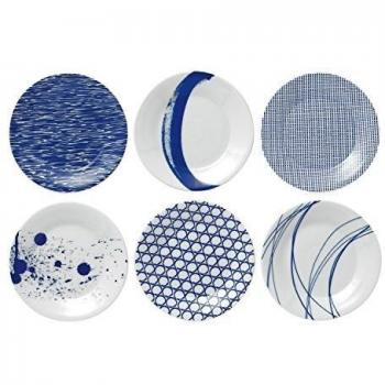 Blue + White Porcelain Tapas Plates by Royal Doulton, Set of 6