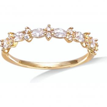 Anillo 'Sissi' de Plata 3 mm en Blanco y Dorado 58