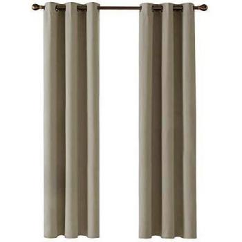 Deconovo Ösenvorhänge, blickdicht, 138x107cm, Thermo, Hellbeige, 2er Set