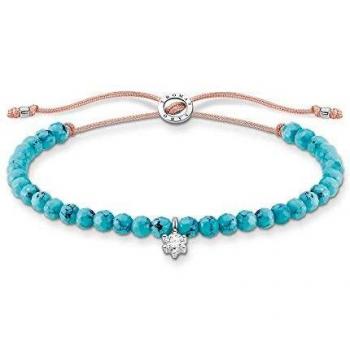 THOMAS SABO Armband Türkise Perlen mit weißem Stein A1987-905-17
