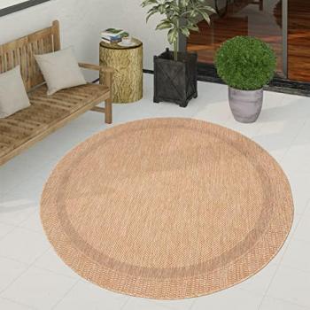 Tappeto Esterno Motivo Geometrico Beige 80 cm tondo
