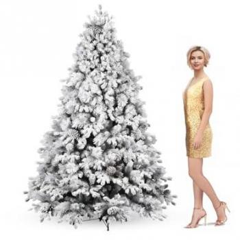 Árbol de Navidad artificial Frankystar Luna, 2155 ramas, con nieve y piñas, ø142x210H cm