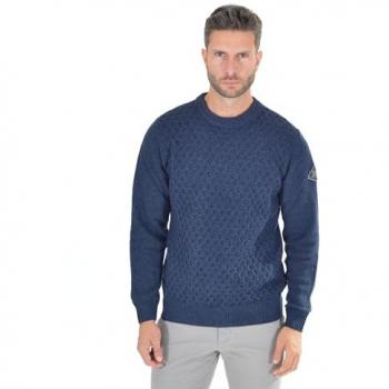 Blue Wool Blend Sweatshirt – Male, Net Stitch Design