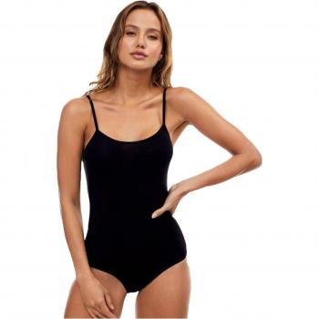 Body nero donna con chiusura a pressione e spalline sottili confezione 6 S