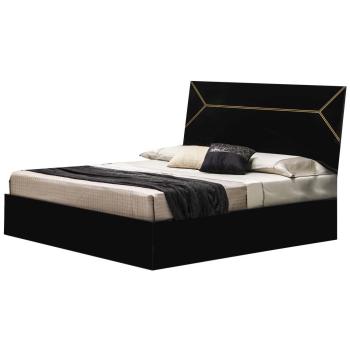 Lit Coffre Chic Noir et Doré 140x190