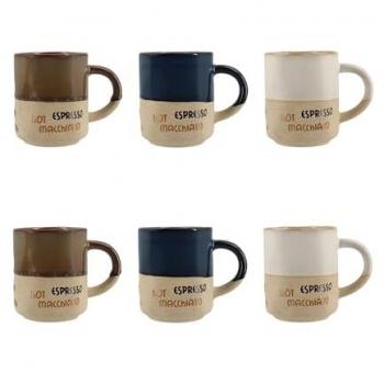 Tasses assorties NOVASTYL – Pack de 6 (20 cl) – palette tricolore