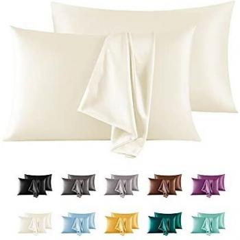 Silky Satin Pillowcase, 2 Pack for Hair and Skin, Smooth Soft Silk with Envelope Closure