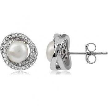 Nudo Zirocnium Perla Silver: pendientes de plata 925 con perla y zirconita