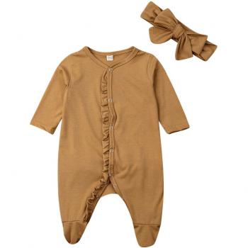 Neugeborenen‑Komfort‑Set „Liebeskuss“ – einfarbige Baumwollfooties, Stirnband für Jungen/Mädchen