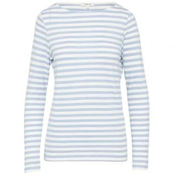 Geringeltes U-Boot-Ausschnitt Langarmshirt