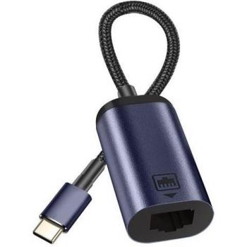 Adaptateur RJ45 USB‑C AVIZAR, 100 Mbit, 10 cm, gris profond