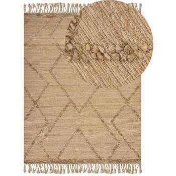 Tapis en Jute Beige 160x230 cm avec Motif Tressé