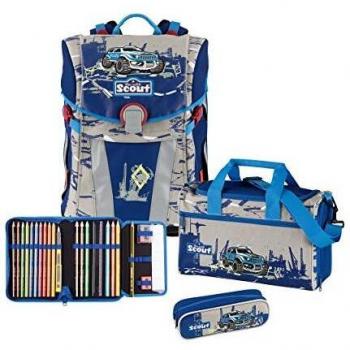 Scout Sunny Polizisten-Schulrucksack-Set – 4‑Teller, Big Foot Design