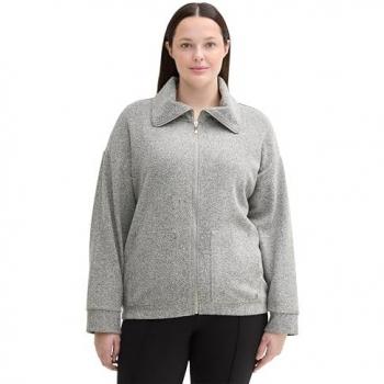 TOM TAILOR PLUS Sweatjacke mit Stehkragen und Fischgrätenmuster