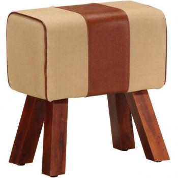 Panca aerobica 38 cm pelle marrone, supporto in mango