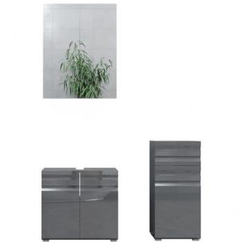 Set di Mobili da Bagno Freddy, Antracite Lucido, 3 Parti