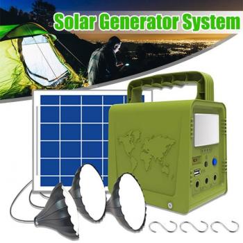 5V Compact Solar Generator with USB Output and 3 LED Bulbs