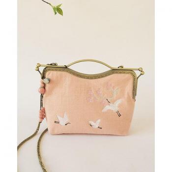 Sac à main en lin et coton pour femmes, sacoche vintage à bandoulière avec motifs floraux