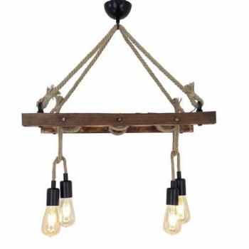 Lámpara de techo estilo Merdiven Halat en madera de pino