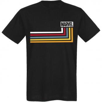 Marvel Logo Stripes Herren T-Shirt in Dunkelblau, Größe L
