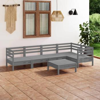 VidaXL 6 Piece Outdoor Lounge Set Solid Pinewood Grey