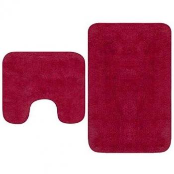 VidaXL 2-Piece Bath Mat Set in Fuchsia, Made from Fabric Material