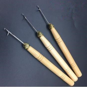 3pcs Crochet Hooks with Wooden Handles for Hair Extension Tools