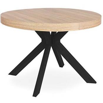 Table Ronde Extensible zefane 160-260cm Noir & Chêne