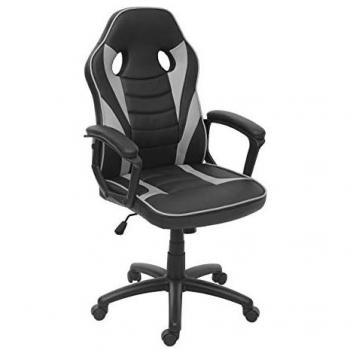 Sedia Ergonomica Girevole HWC-F59 in Ecopelle Nero e Grigio