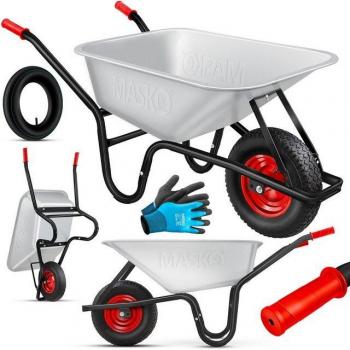 Masko® Carriola di Giardino 100L 250Kg Pneumatici Zingati