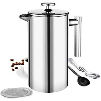 French Press Coffee Maker, 1L/8 Cup/34oz Stainless Steel Cafetiere