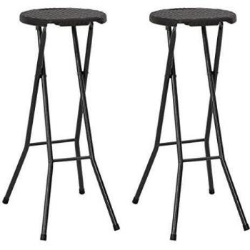 Sonata Garden Folding Chairs, 2 Chairs, HDPE and Steel, Brown