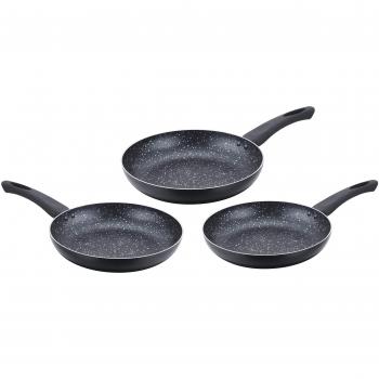 Poêles Cenocco CC‑2001 Cop – Ensemble 3 pièces en pierre, cuivre, antiadhésif – Adapté à l’induction et aux feux classiques