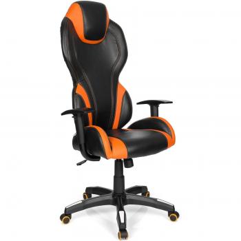 Leder-Style Chefsessel Office 621887 – Racingchair Schwarz/Orange