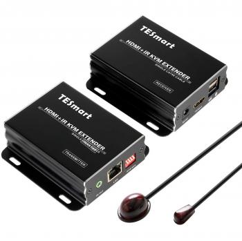 TESmart Extenseur KVM HDMI 120M via TCP/IP Ethernet sur câble Cat5e/cat6 1080P avec télécommande IR
