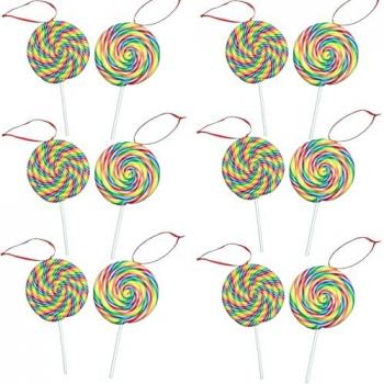 Ceramic Candy Cane Lollipop Ornaments