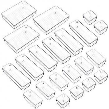 HEETA 21-Piece Drawer Organizer Set with Non-Slip Silicone Pads