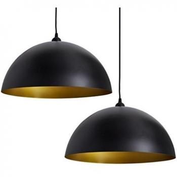 Black Semi-spherical Ceiling Lamp with 2 Bulbs