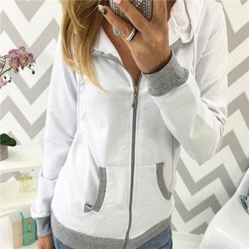 Women's Casual Patchwork Sweatshirts with Zipper